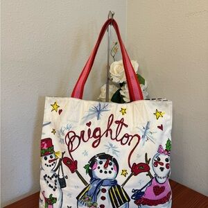 Brighton Festive Snowman Tote - Red and White